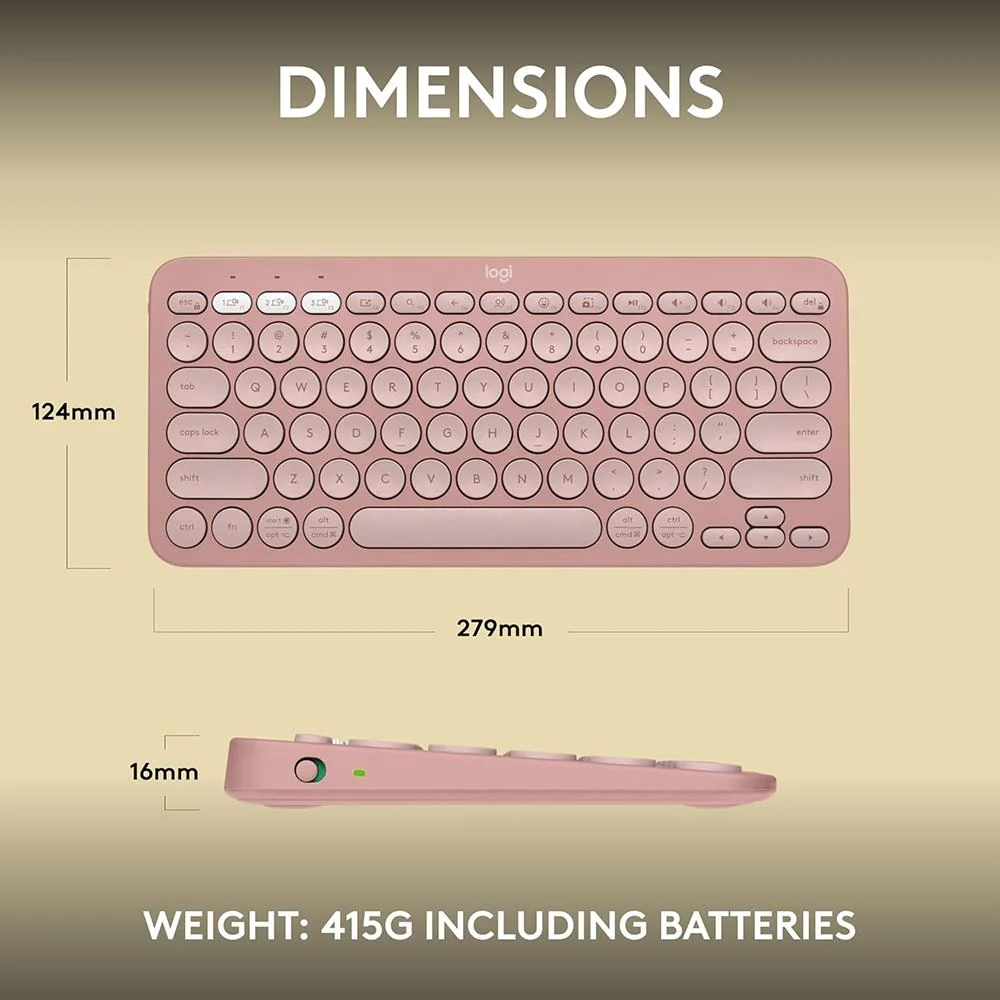 Logitech Core Pebble Keys 2 K380S Wireless Keyboard in Tonal Rose - 920-011777 - Image 12