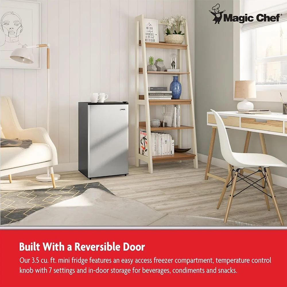 Magic Chef MCBR350S2 3.5 Cu. Ft. Mini Refrigerator with Freezer, Stainless Steel - Open Box - Image 5