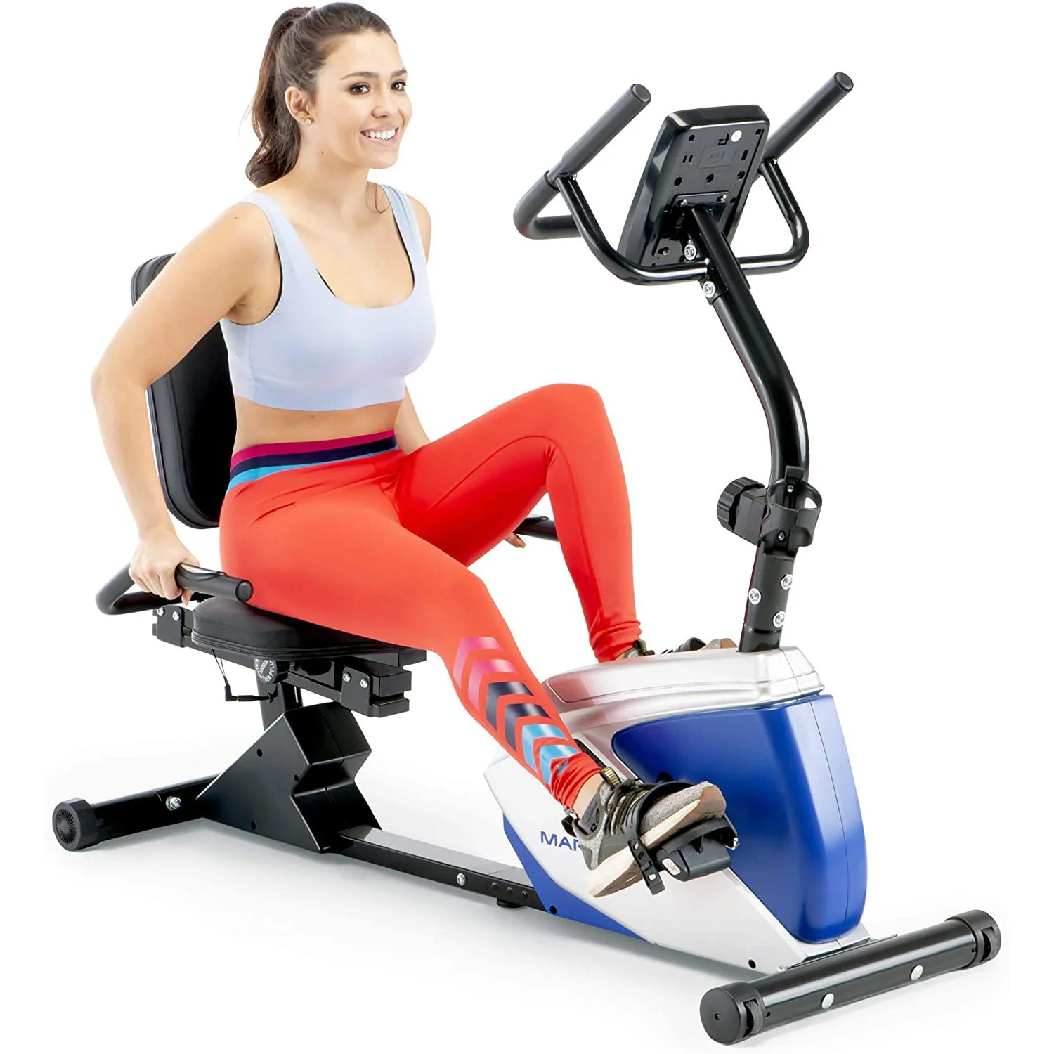 Marcy Magnetic Recumbent Exercise Bike w/ 8 Resistance Levels + Wireless Sport Earbuds - Image 2