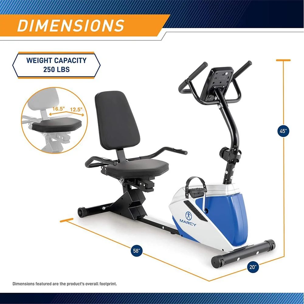 Marcy Magnetic Recumbent Exercise Bike with 8 Resistance Levels - ME-1019R - Open Box - Image 7