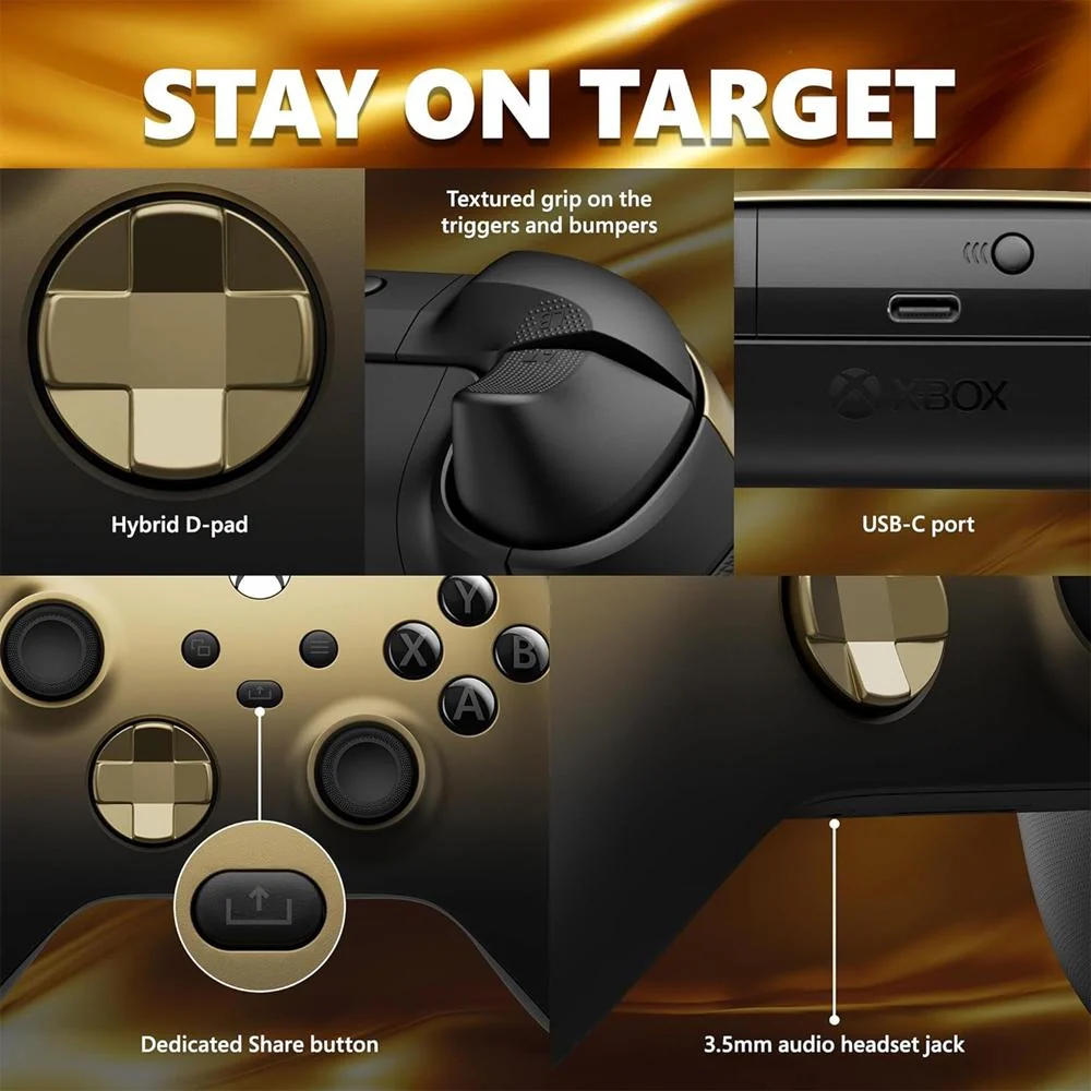 Microsoft QAU-00121 Xbox Wireless (Gold Shadow Special Edition) Dual Controller Bundle - Image 5