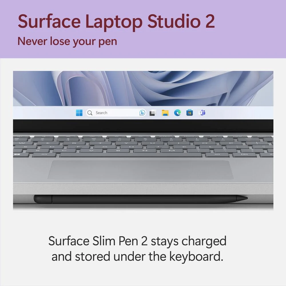 Microsoft Surface Laptop Studio 2 14.4in Touchscreen i7, 32GB RAM, 1TB SSD Platinum - Image 2
