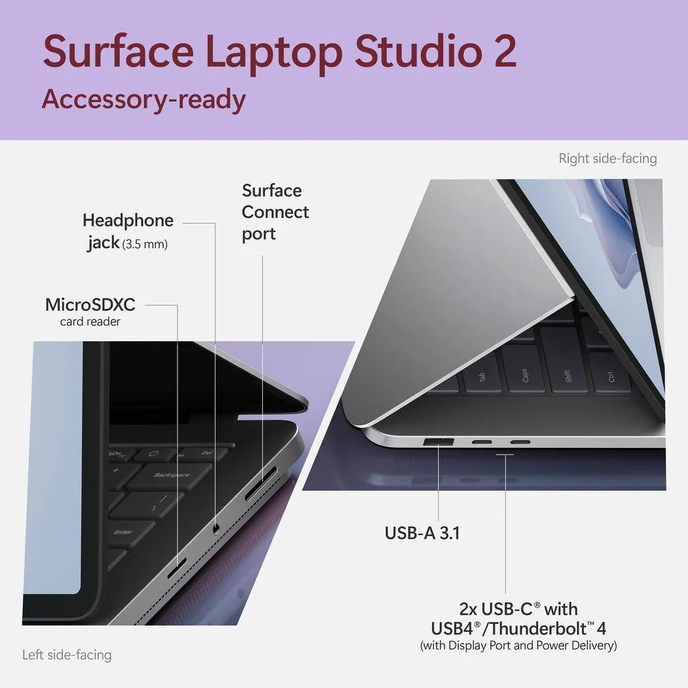 Microsoft Surface Laptop Studio 2 14.4in Touchscreen i7, 32GB RAM, 1TB SSD Platinum - Image 8