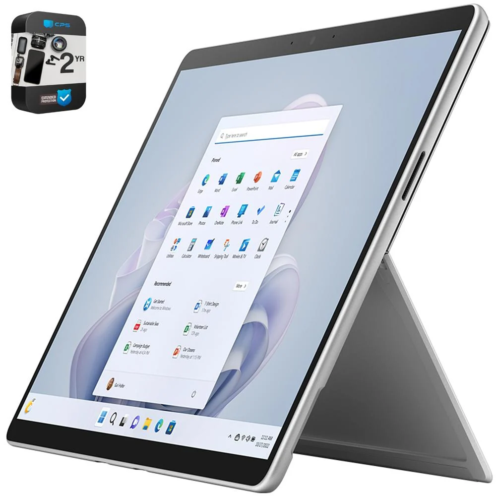 Microsoft Surface Pro 9 5G 13" Tablet, 8GB/256GB, Platinum w/ 2 Year Warranty Bundle