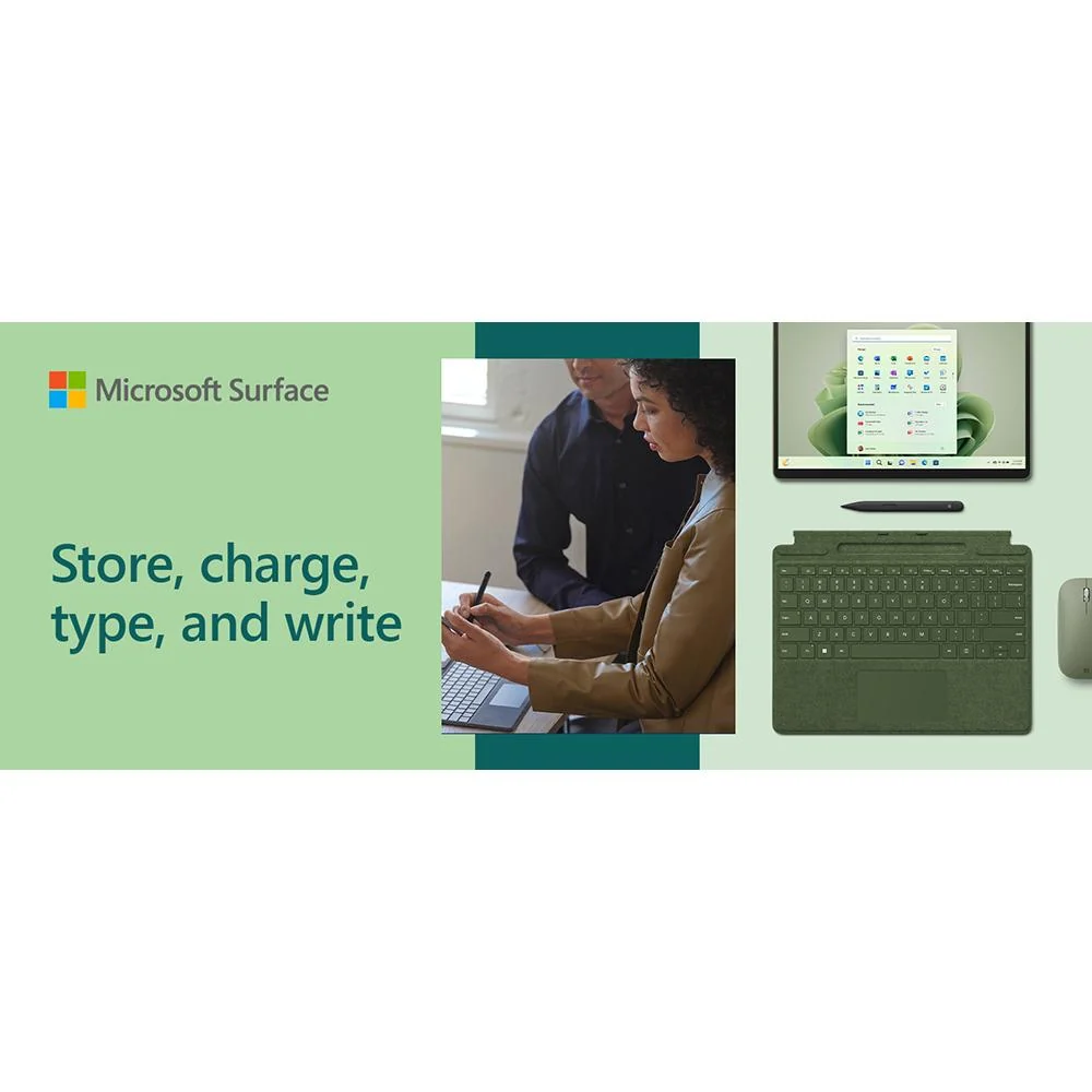 Microsoft Surface Pro Signature Keyboard with Slim Pen 2 Bundle, Forest Color Keyboard - Image 5
