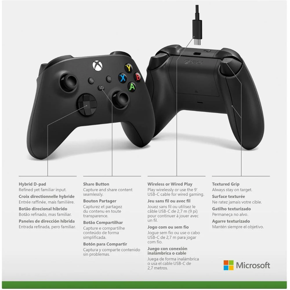 Microsoft Xbox Wireless Controller with USB-C Cable for PC - 1V8-00001 - Open Box - Image 3