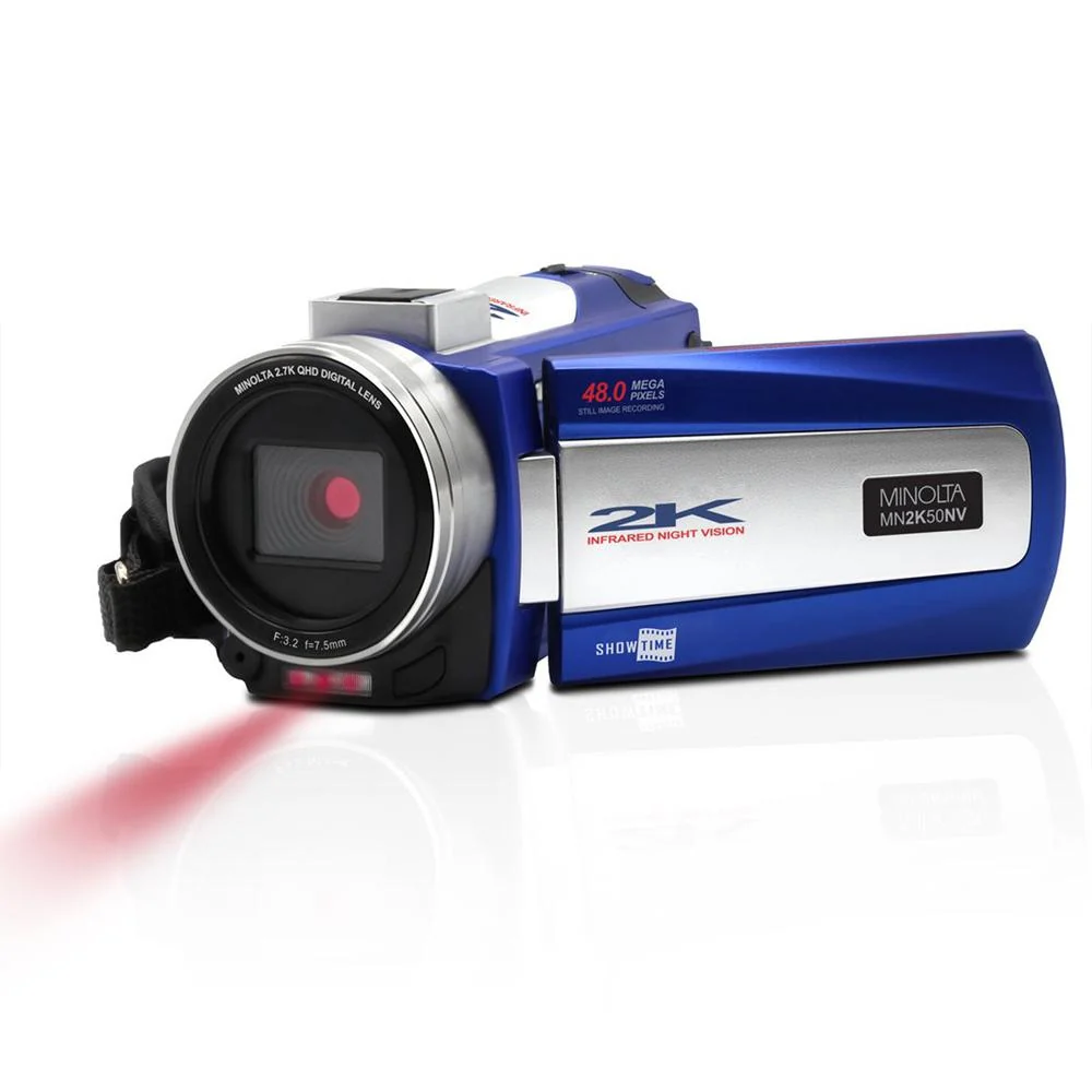 Minolta 2.7K QHD 48 MP IR Night Vision Camcorder, Blue w/ 64GB Accessory Bundle - Image 2