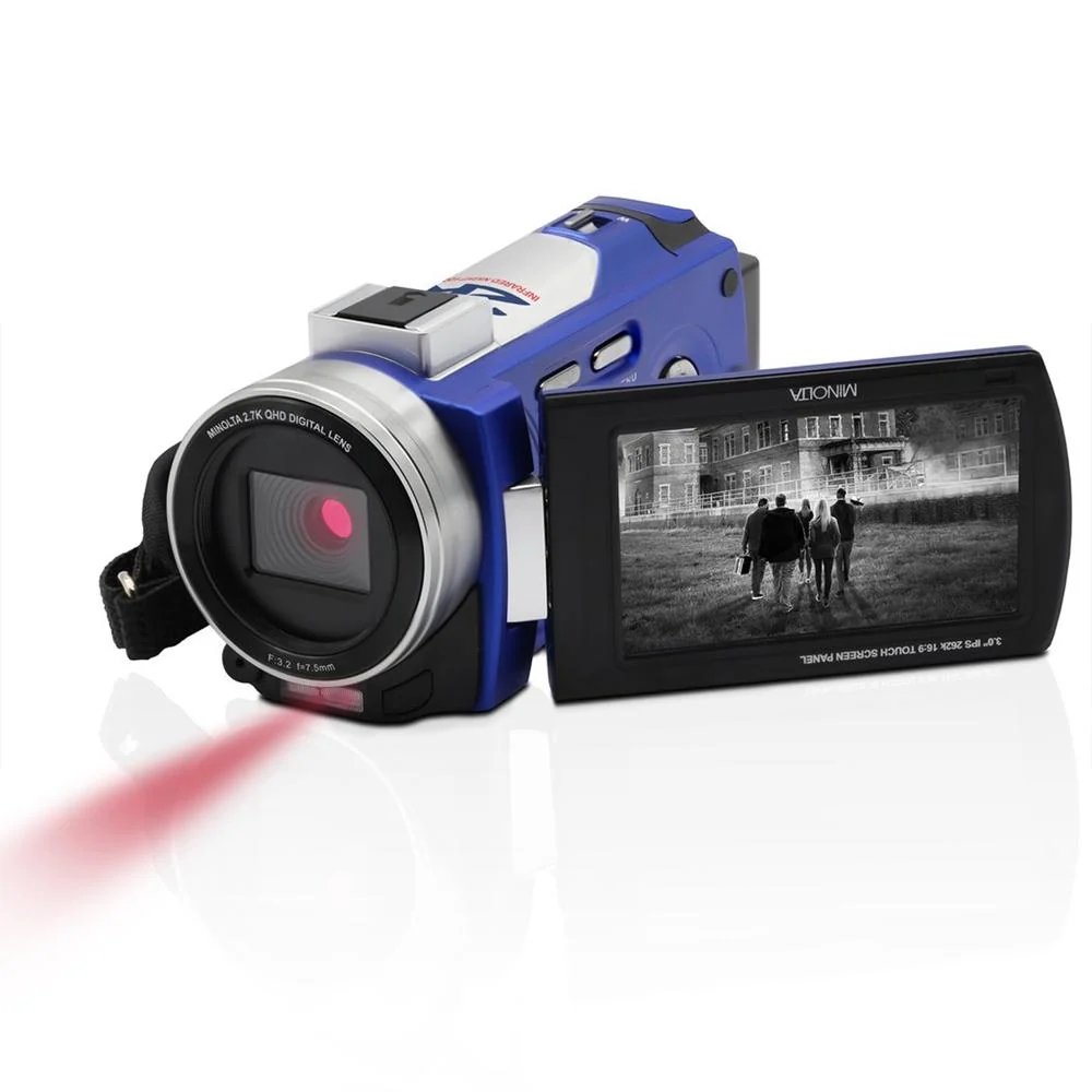 Minolta 2.7K QHD 48 MP IR Night Vision Camcorder, Blue w/ 64GB Accessory Bundle - Image 9