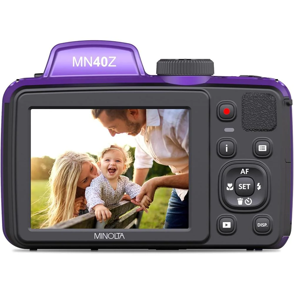 Minolta 20 MP / 1080P FHD Bridge Camera w/ 40x Zoom (Purple) + Bag and 64GB Card - Image 6