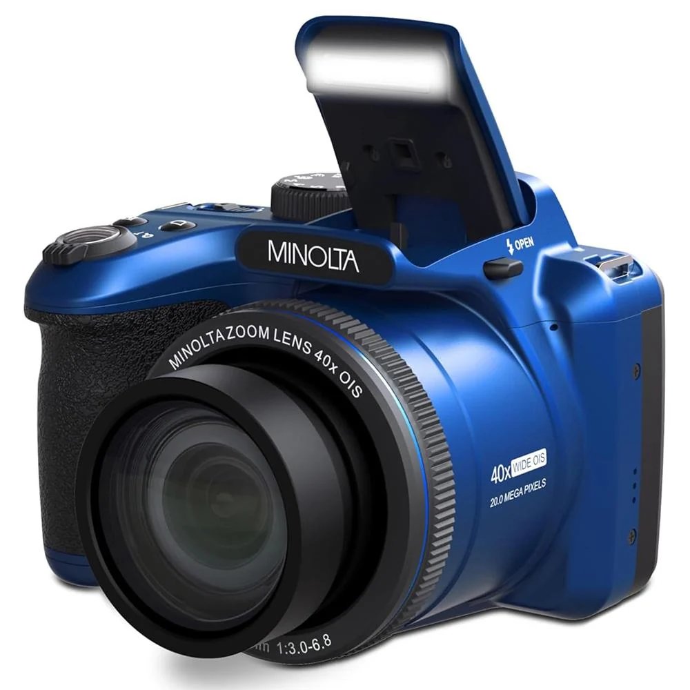 Minolta 20 MP / 1080P FHD Bridge Camera with 40x Zoom Blue + Bag and 64GB Card - Image 4