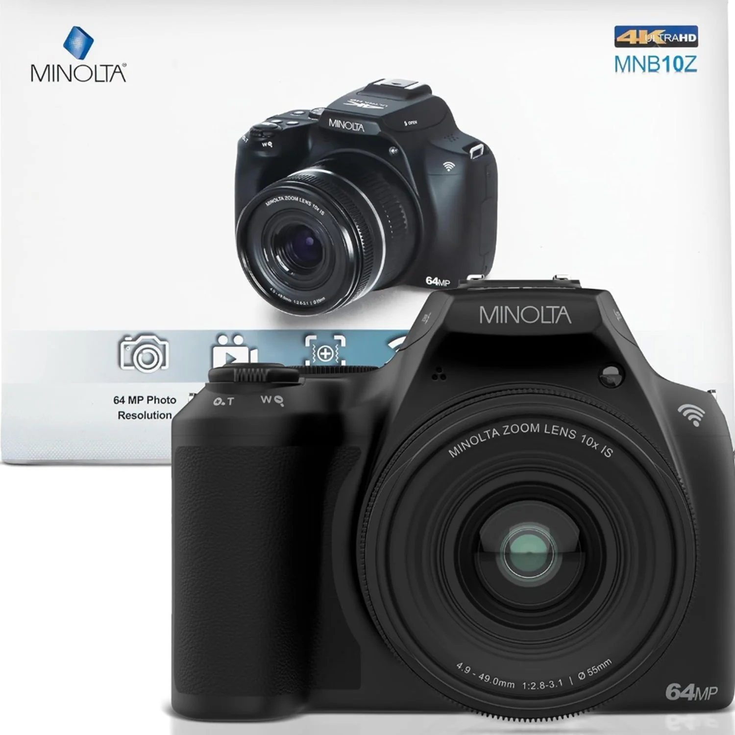 Minolta MNB10Z 64 MP / 4K Bridge Camera w/10x Optical Zoom (Black) - Image 3