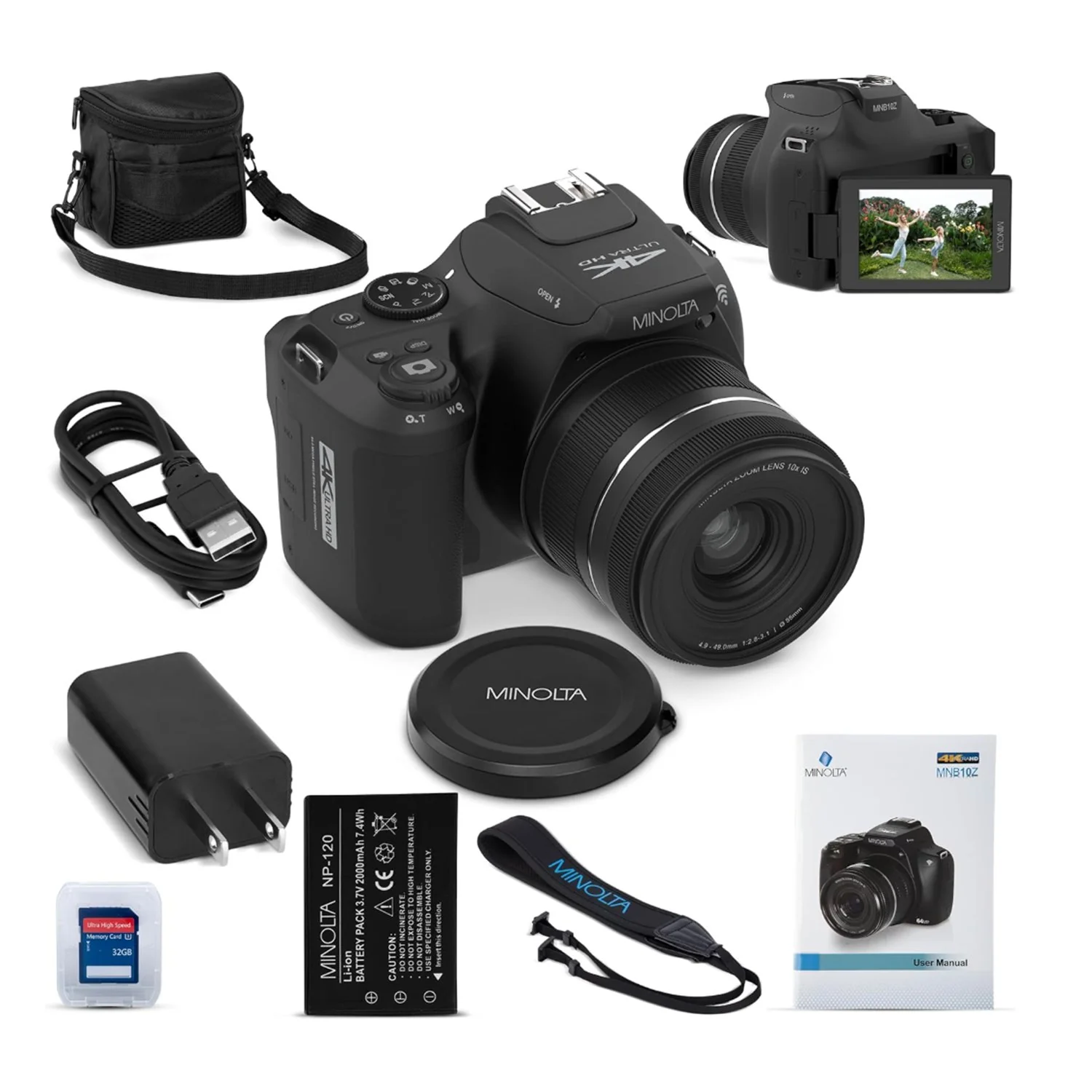 Minolta MNB10Z 64 MP / 4K Bridge Camera w/10x Optical Zoom (Black) - Image 4