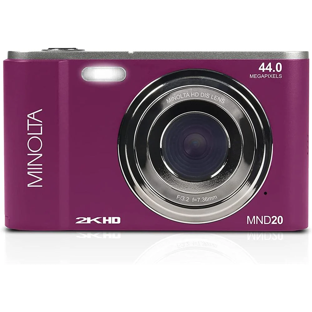 Minolta MND20 44 MP 2.7K Ultra HD Digital Camera, Magenta w/ Accessories Bundle - Image 4