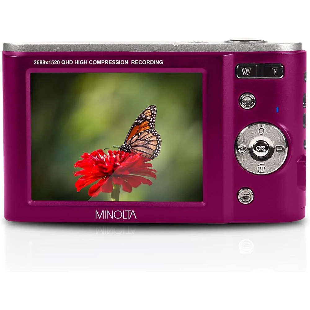 Minolta MND20 44 MP 2.7K Ultra HD Digital Camera, Magenta w/ Accessories Bundle - Image 5