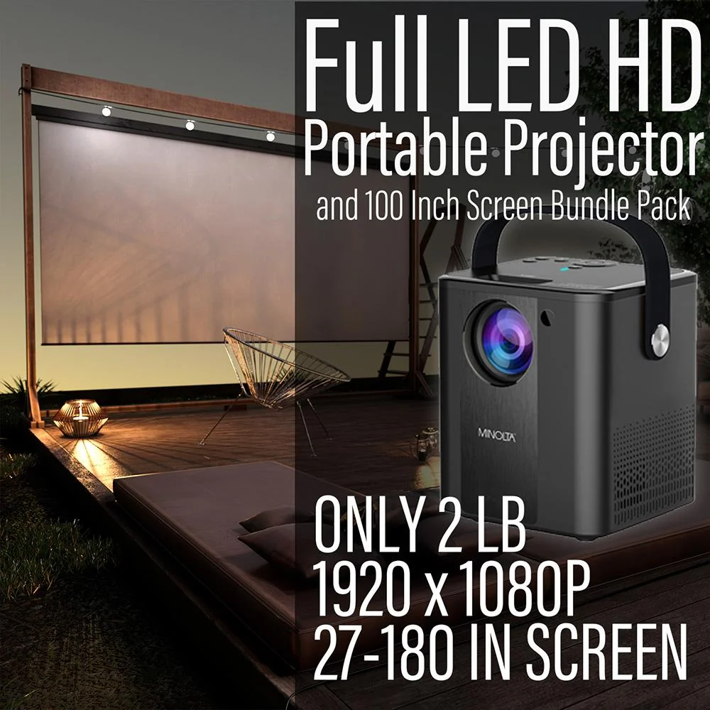 Minolta Portable Projector Bundle Pack w/ 100" Screen OPEN BOX + 1 Year Warranty Pack - Image 4