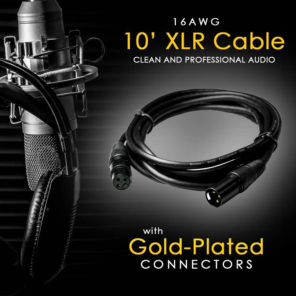Monoprice Professional Microphone Stand with Boom and (2) Deco Gear 10ft XLR Cables Bundle - Image 5