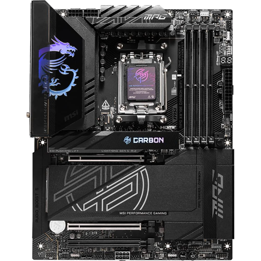MSI MPG X870E Carbon WiFi AM5 DDR5 ATX Motherboard, USB4, Wi-Fi 7, Gen5 M.2 - Image 2