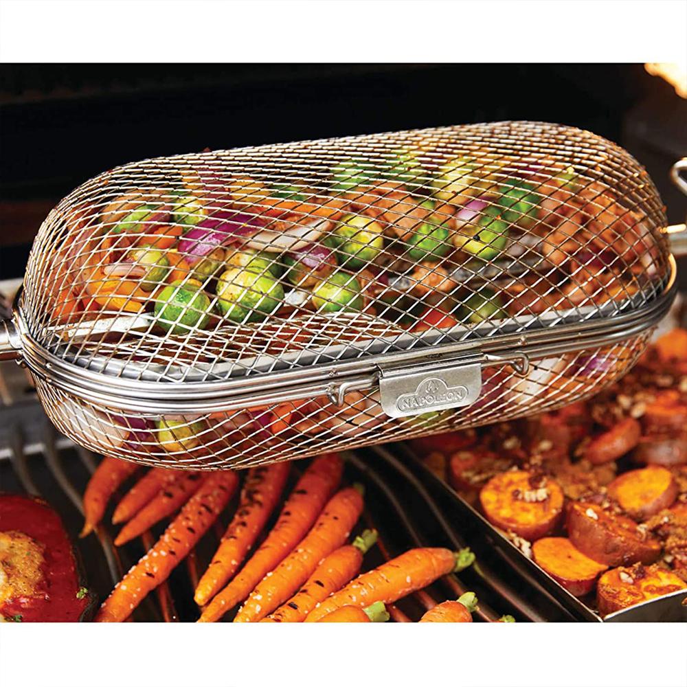 Napoleon Rotisserie Grill Basket Stainless Steel with Heat Resistant Oven Mitt - Image 10