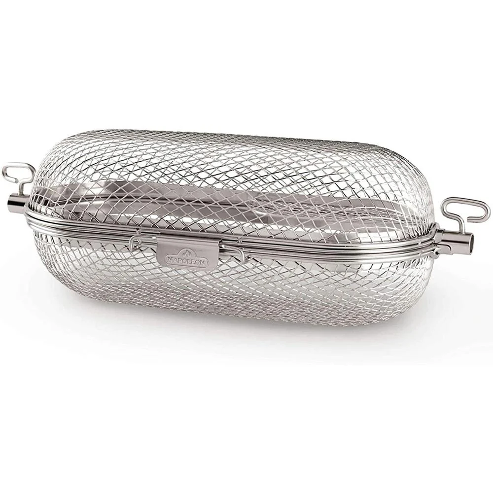 Napoleon Rotisserie Grill Basket Stainless Steel with Heat Resistant Oven Mitt - Image 3