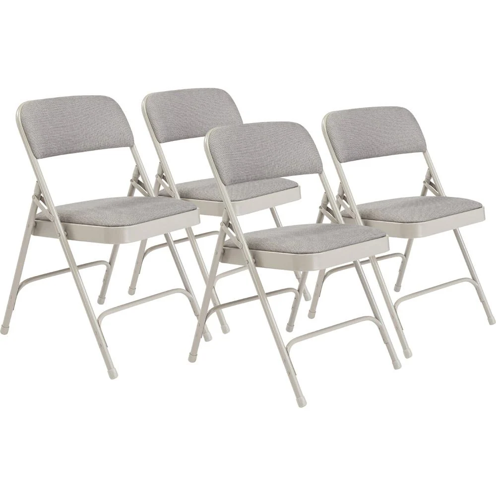National Public Seating 2200 Series Fabric Upholstered Folding Chair (Pack of 4), Greystone - Open Box