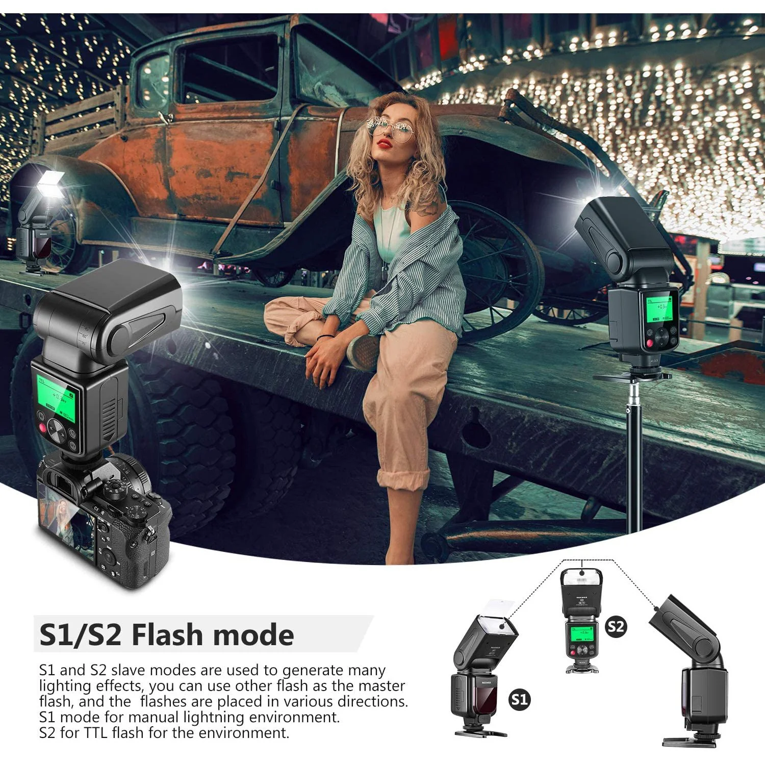 Neewer NW635 TTL GN58 Flash Speedlite LCD Compatible Sony MI Hot Shoe Mirrorless Camera - Image 4