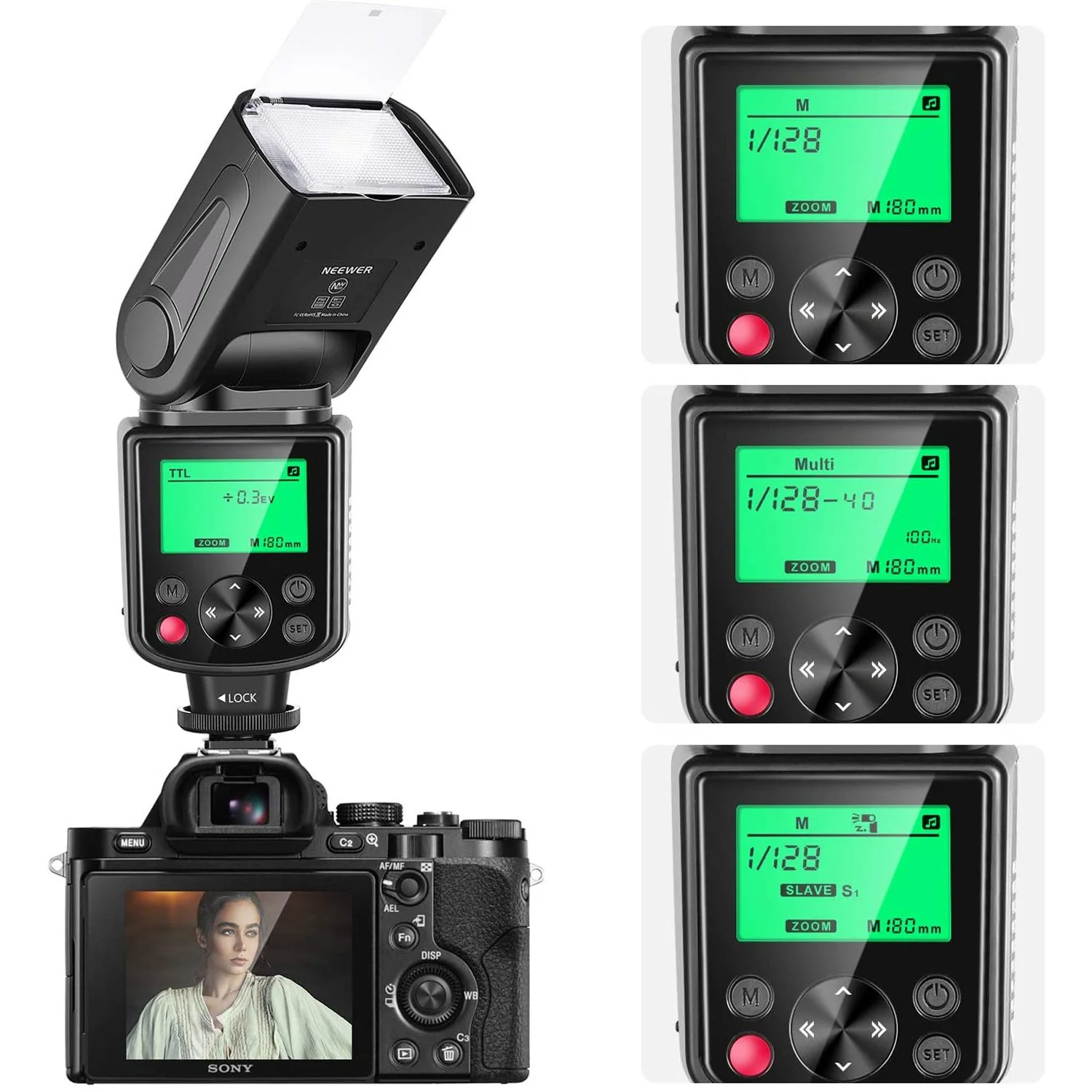 Neewer NW635 TTL GN58 Flash Speedlite LCD Compatible Sony MI Hot Shoe Mirrorless Camera - Image 7