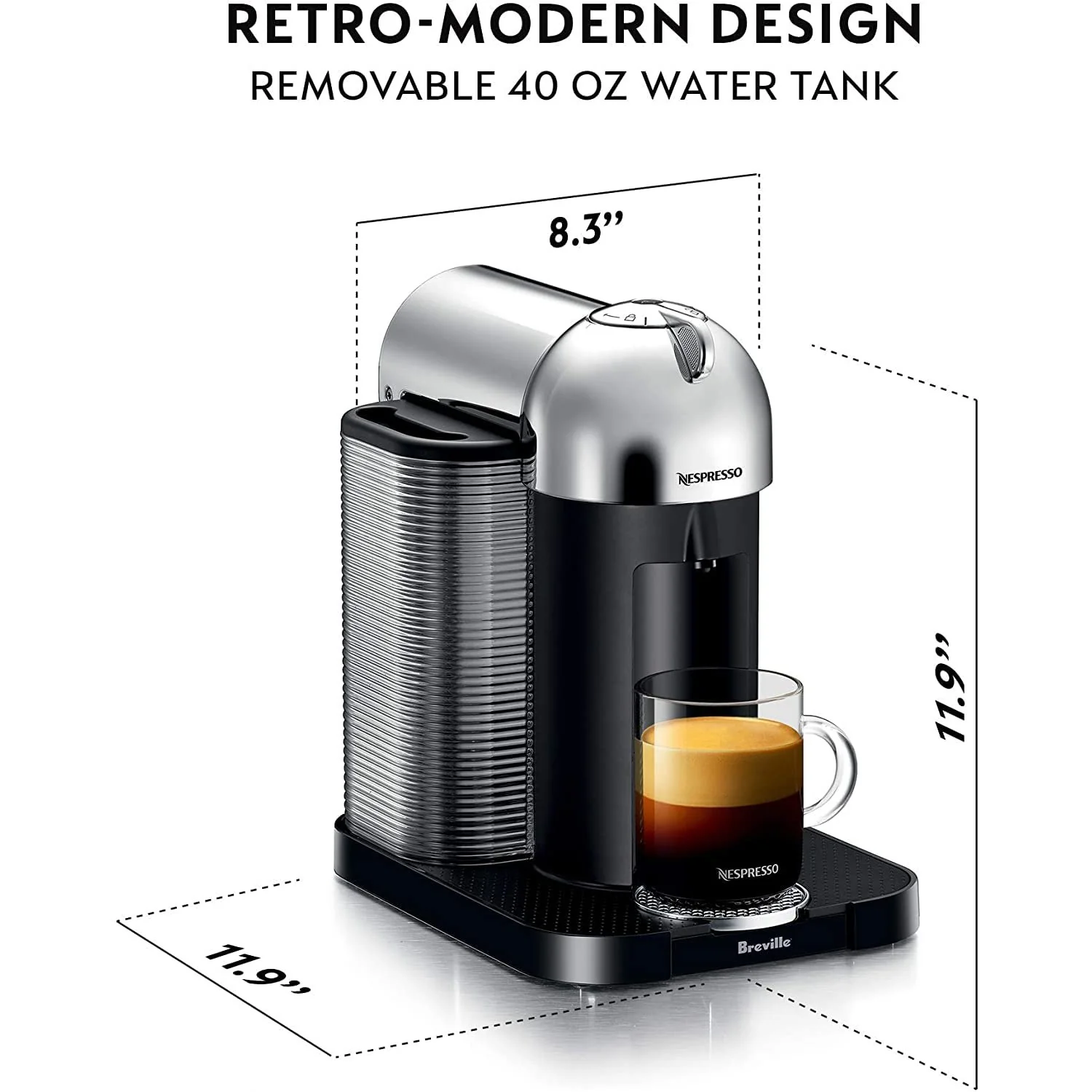 Nespresso Vertuo Coffee and Espresso Maker by Breville, Chrome - Image 2