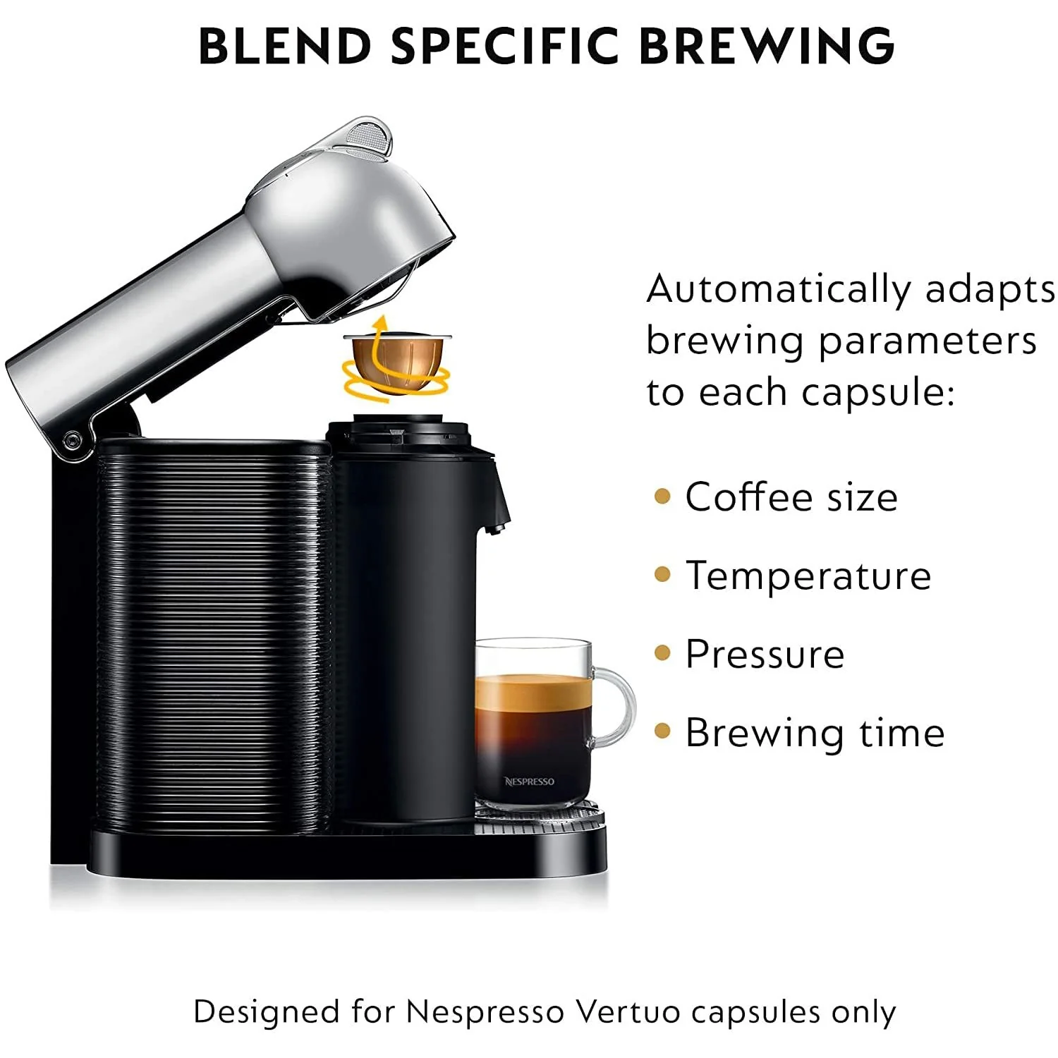 Nespresso Vertuo Coffee and Espresso Maker by Breville, Chrome - Image 5