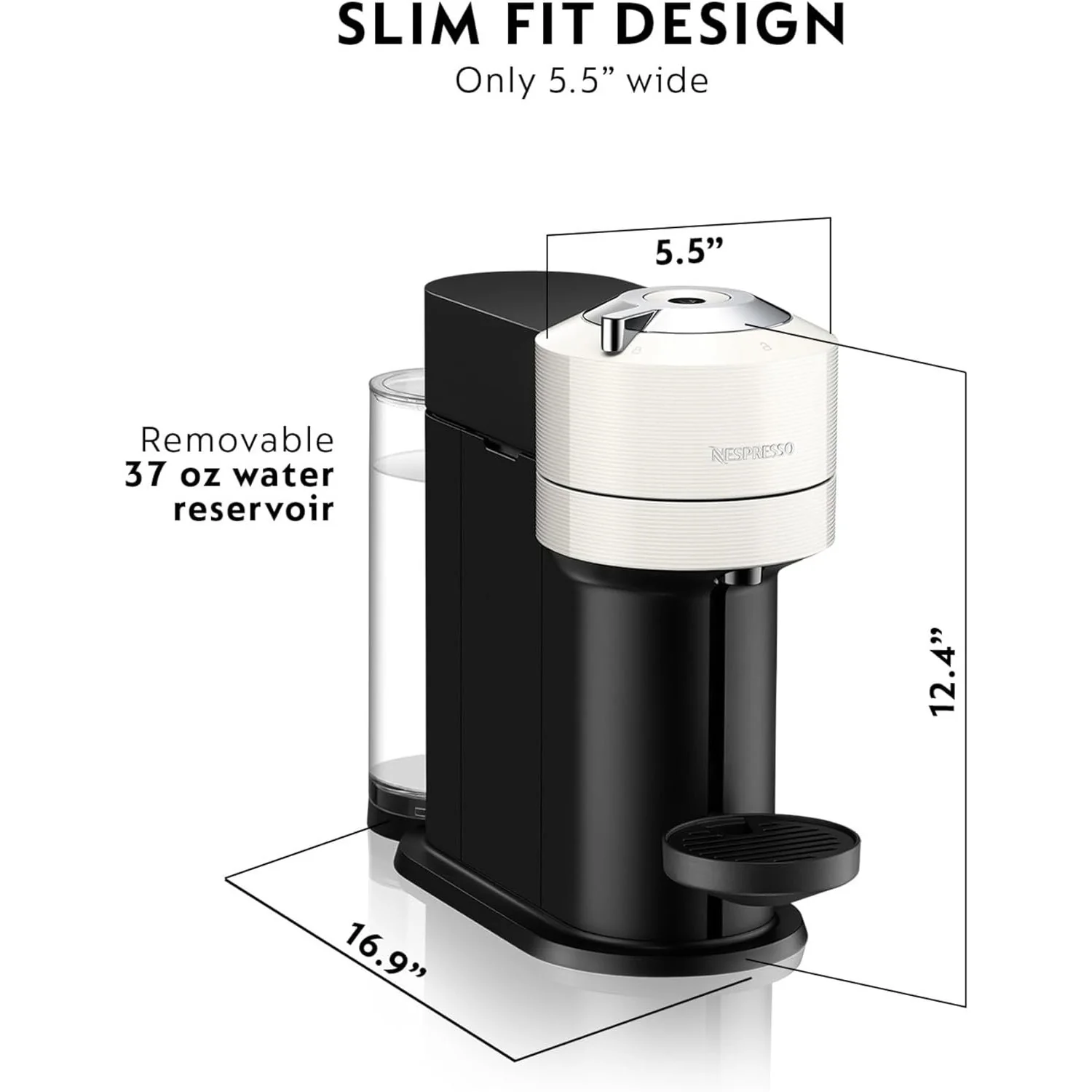 Nespresso Vertuo Next Coffee and Espresso Maker by De'Longhi, White - Image 3