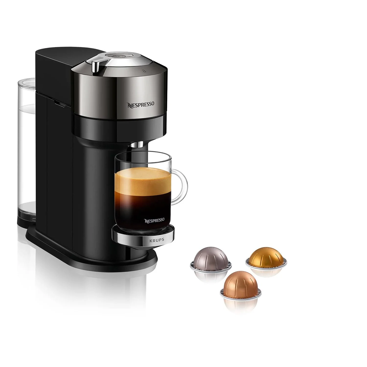 Nespresso Vertuo Next Deluxe Coffee and Espresso Machine by De'Longhi, Chrome - Image 3