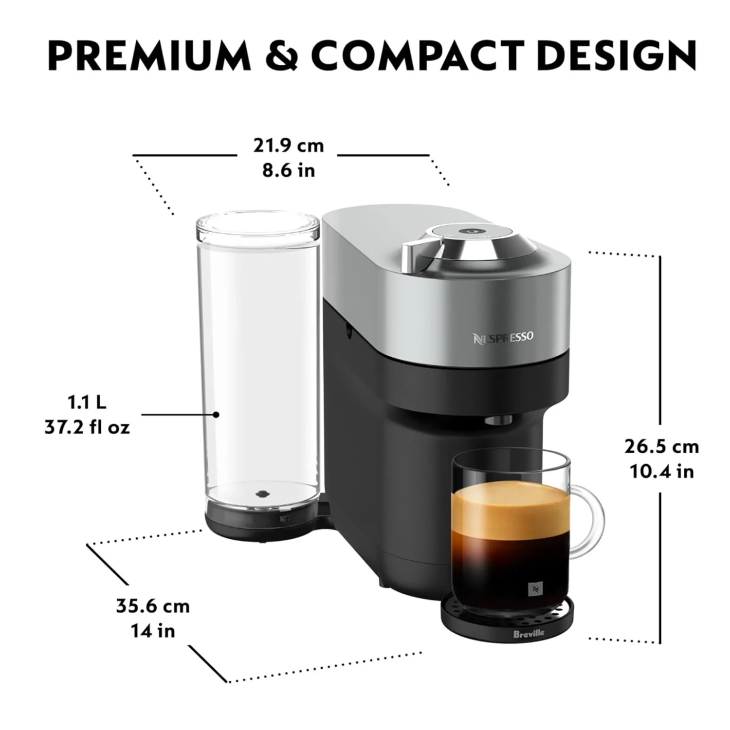 Nespresso Vertuo Pop+ Deluxe Coffee and Espresso Maker by Breville, Titan Grey - Image 5