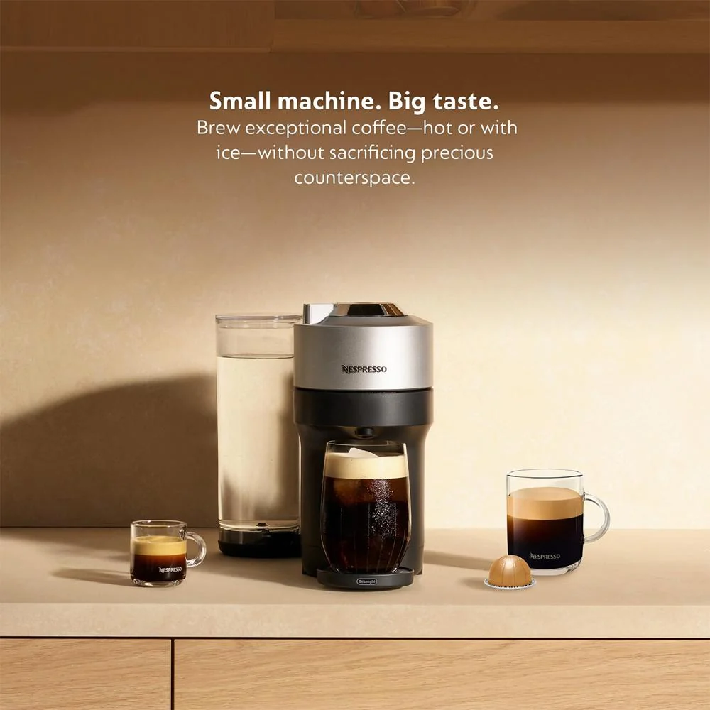 Nespresso Vertuo Pop+ Deluxe Espresso Machine (Silver) w/ Voltesso Capsules 20-Pack - Image 6