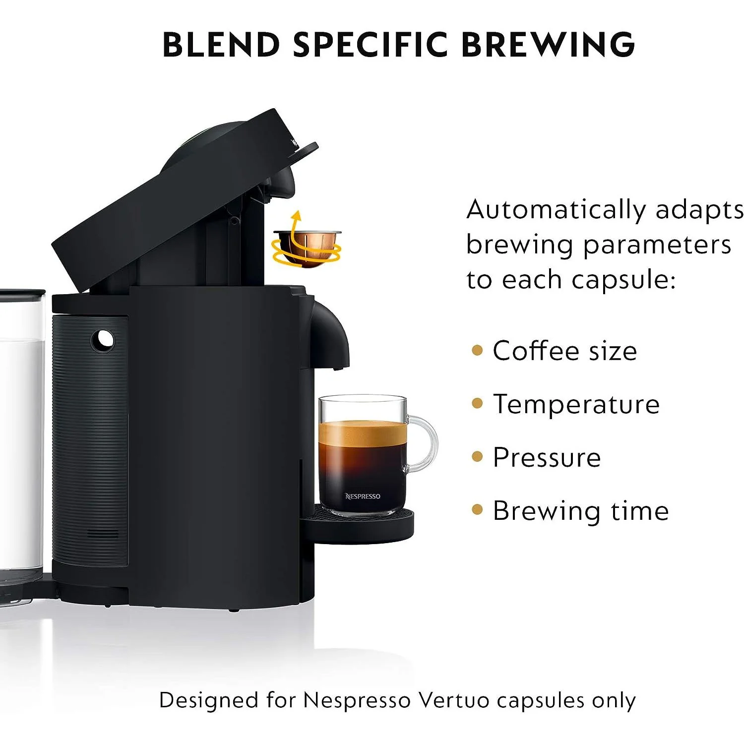 Nespresso VertuoPlus Coffee & Espresso Machine by DeLonghi, Factory Refurbished (Black) - Image 3