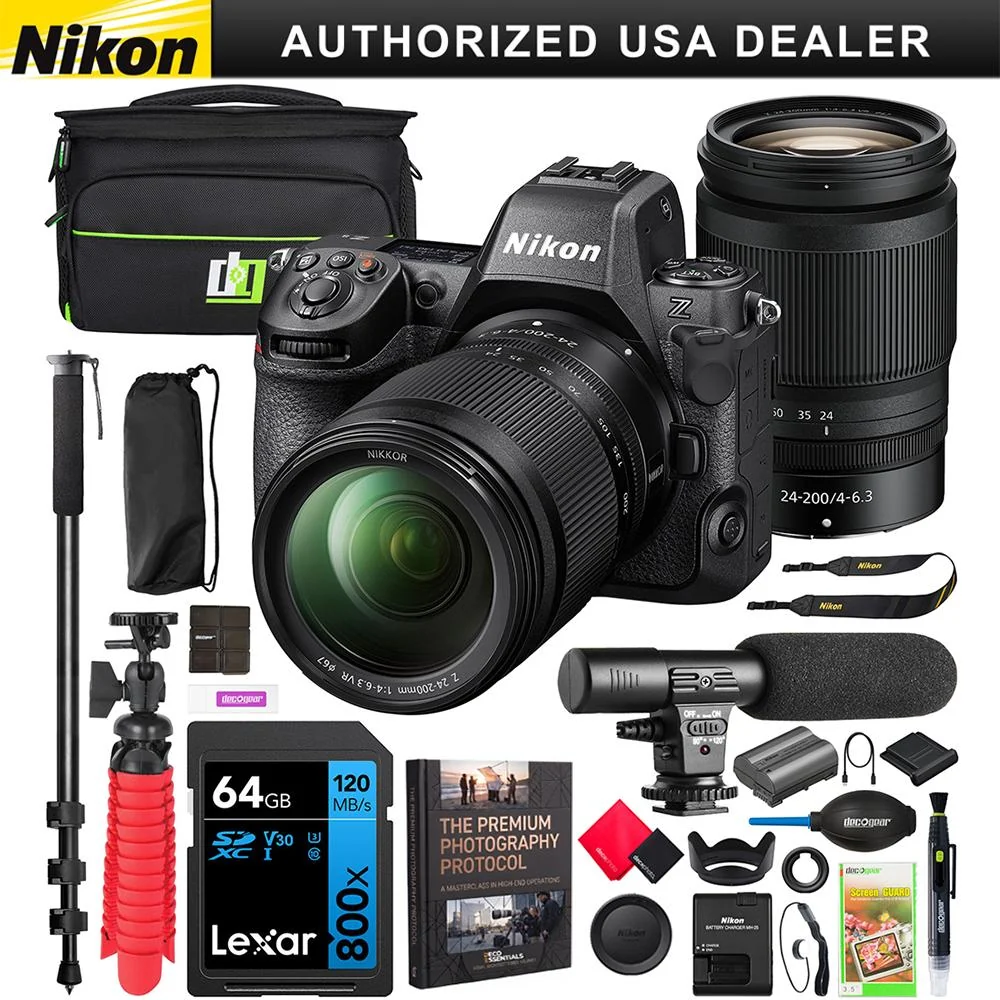 Nikon Z8 Full Frame FX Mirrorless 8K Camera Body + 24-200mm F4-6.3 VR Lens Kit Bundle