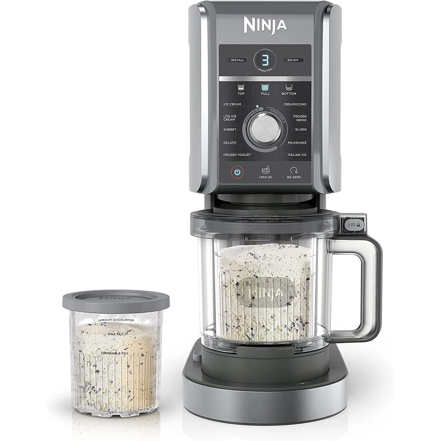 Ninja CREAMi Deluxe 11-in-1 XL Ice Cream Maker, Silver (NC501) - Refurbished