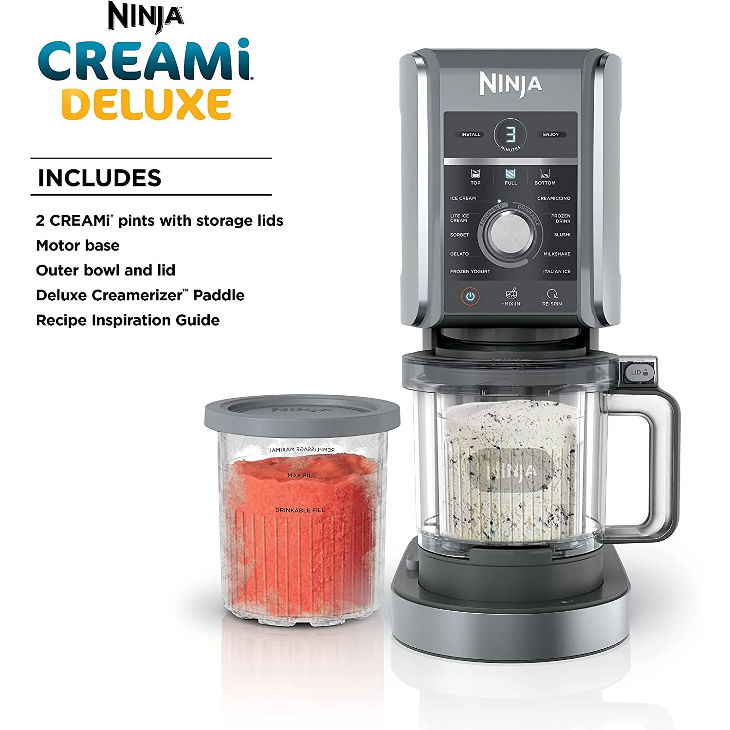 Ninja CREAMi Deluxe 11-in-1 XL Ice Cream Maker, Silver (NC501) - Refurbished - Image 11