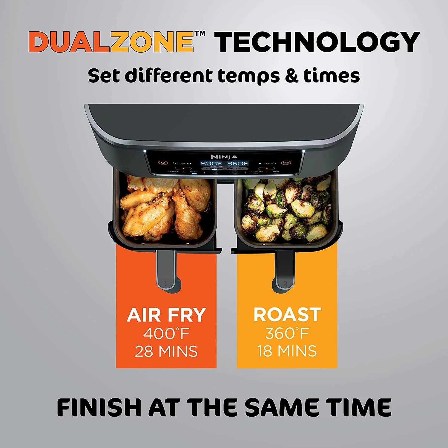 Ninja DZ201 Foodi 6-in-1 8-qt. DualZone 2-Basket Air Fryer - Refurbished - Image 8