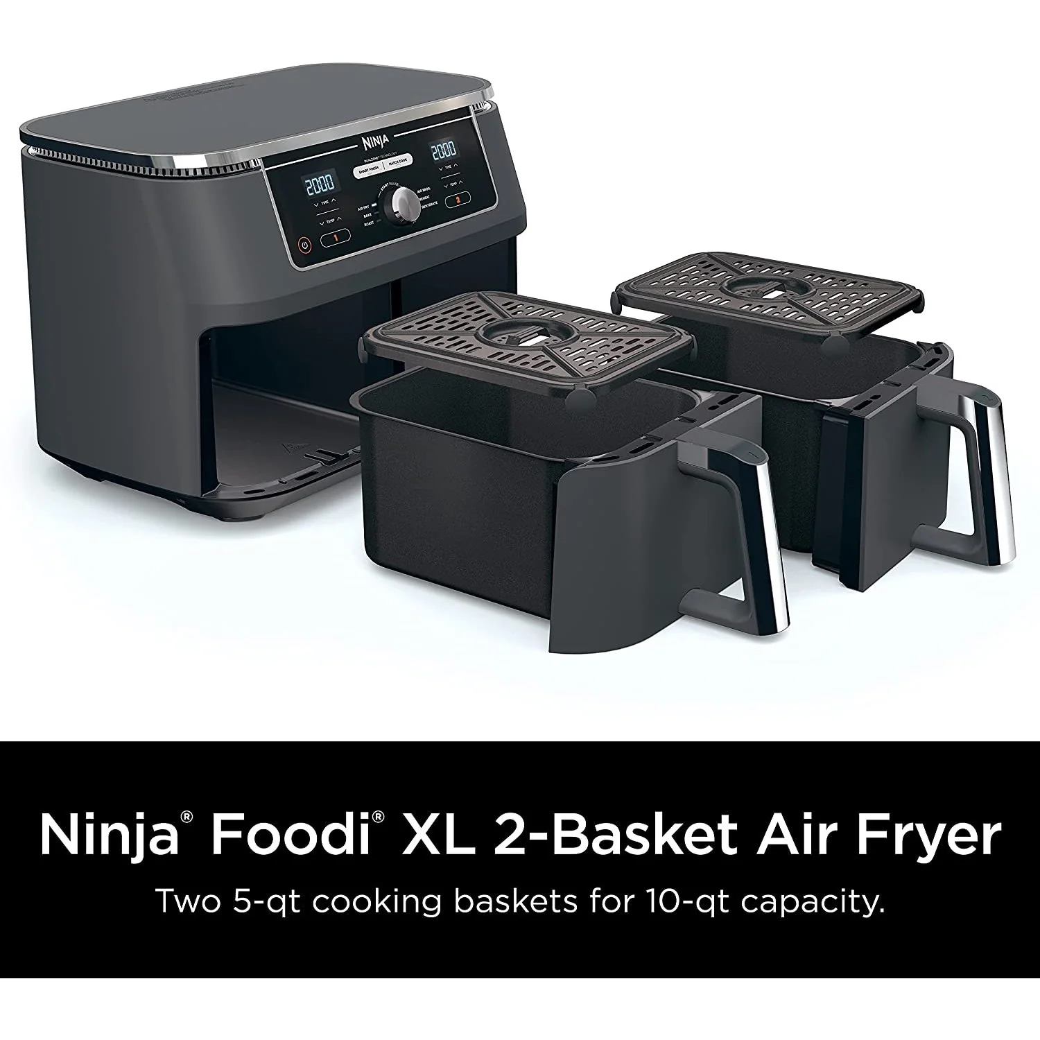 Ninja DZ401 Foodi 6-in-1 10-qt. XL 2-Basket Air Fryer - Image 14