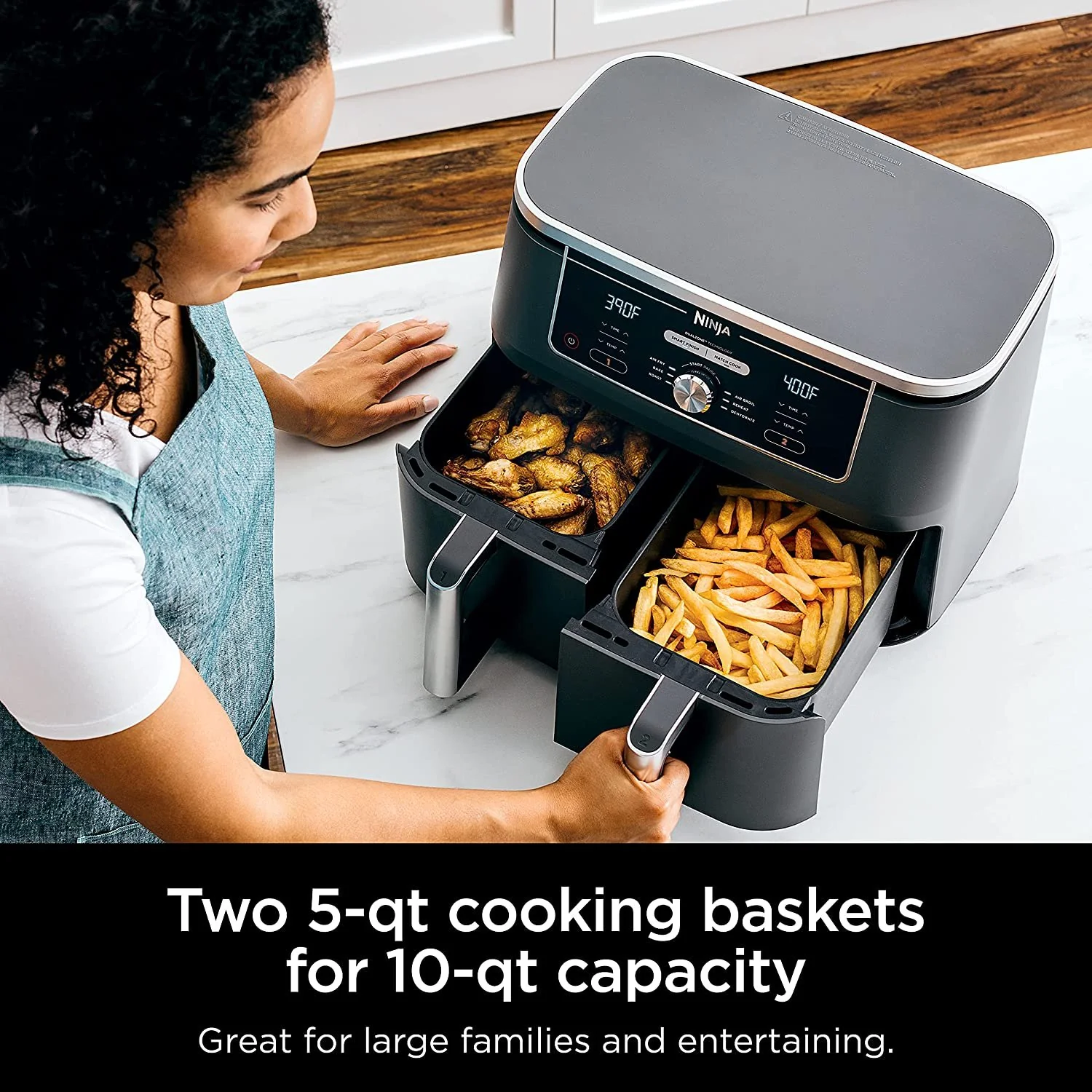 Ninja DZ401 Foodi 6-in-1 10-qt. XL 2-Basket Air Fryer - Image 4