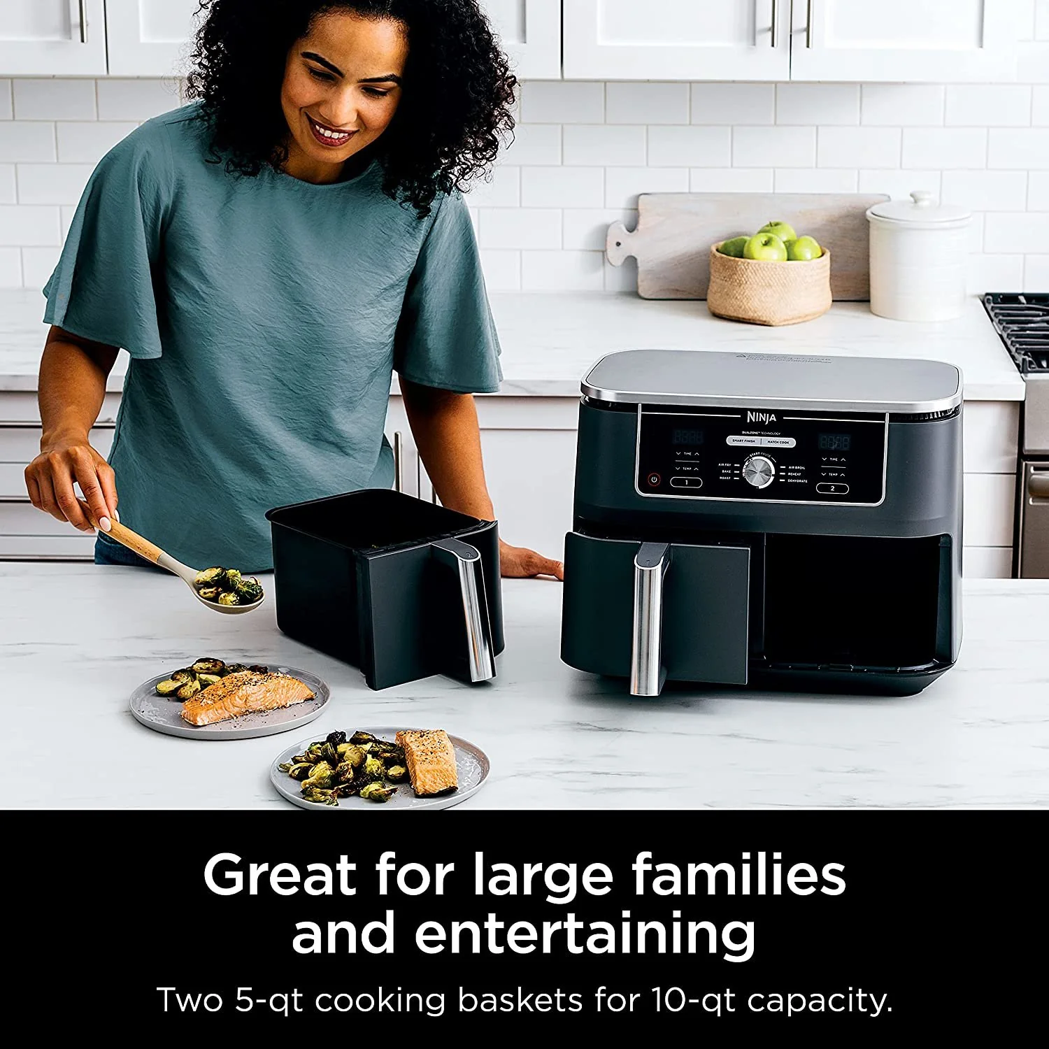 Ninja DZ401 Foodi 6-in-1 10-qt. XL 2-Basket Air Fryer - Image 6