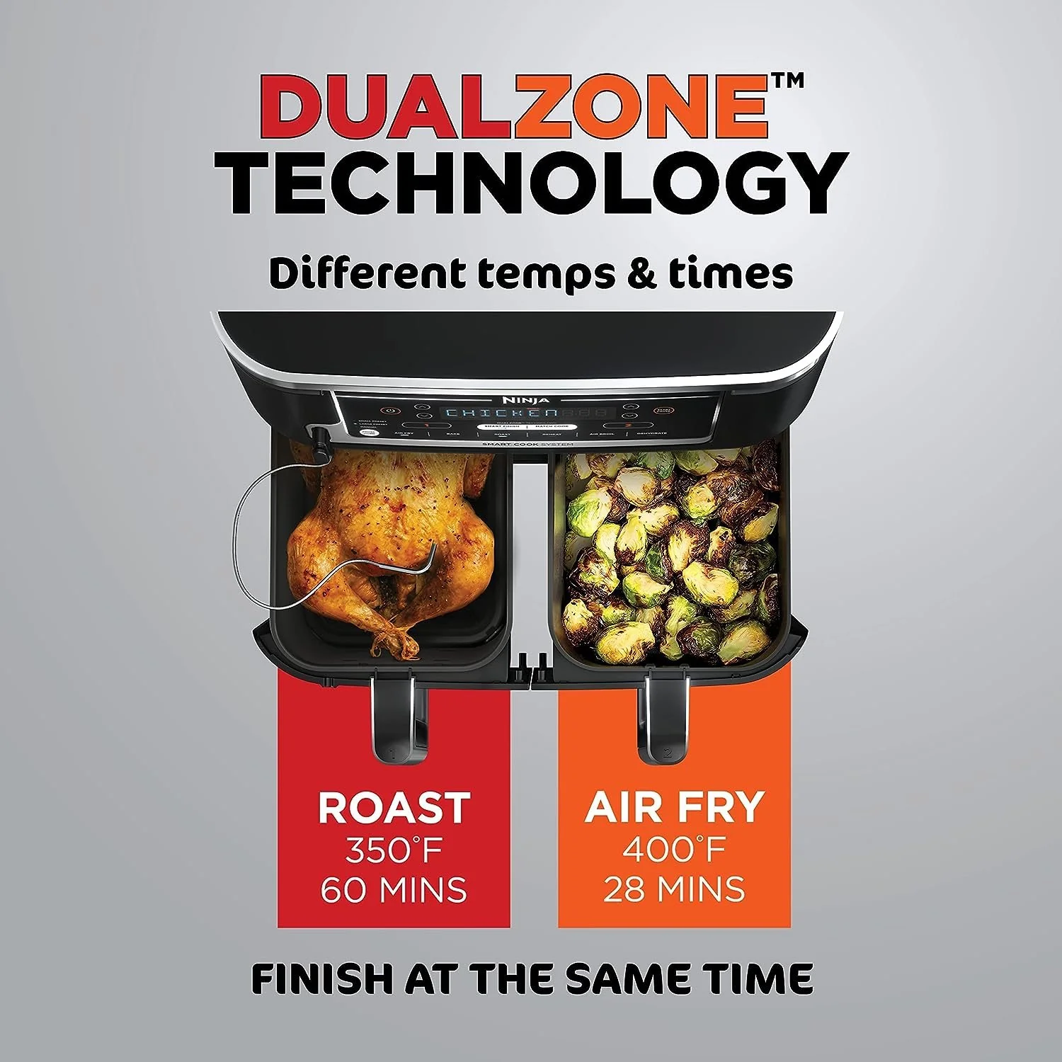 Ninja DZ550 Foodi 6-in-1 Smart 10-qt. 2-Basket Air Fryer - Refurbished - Image 10