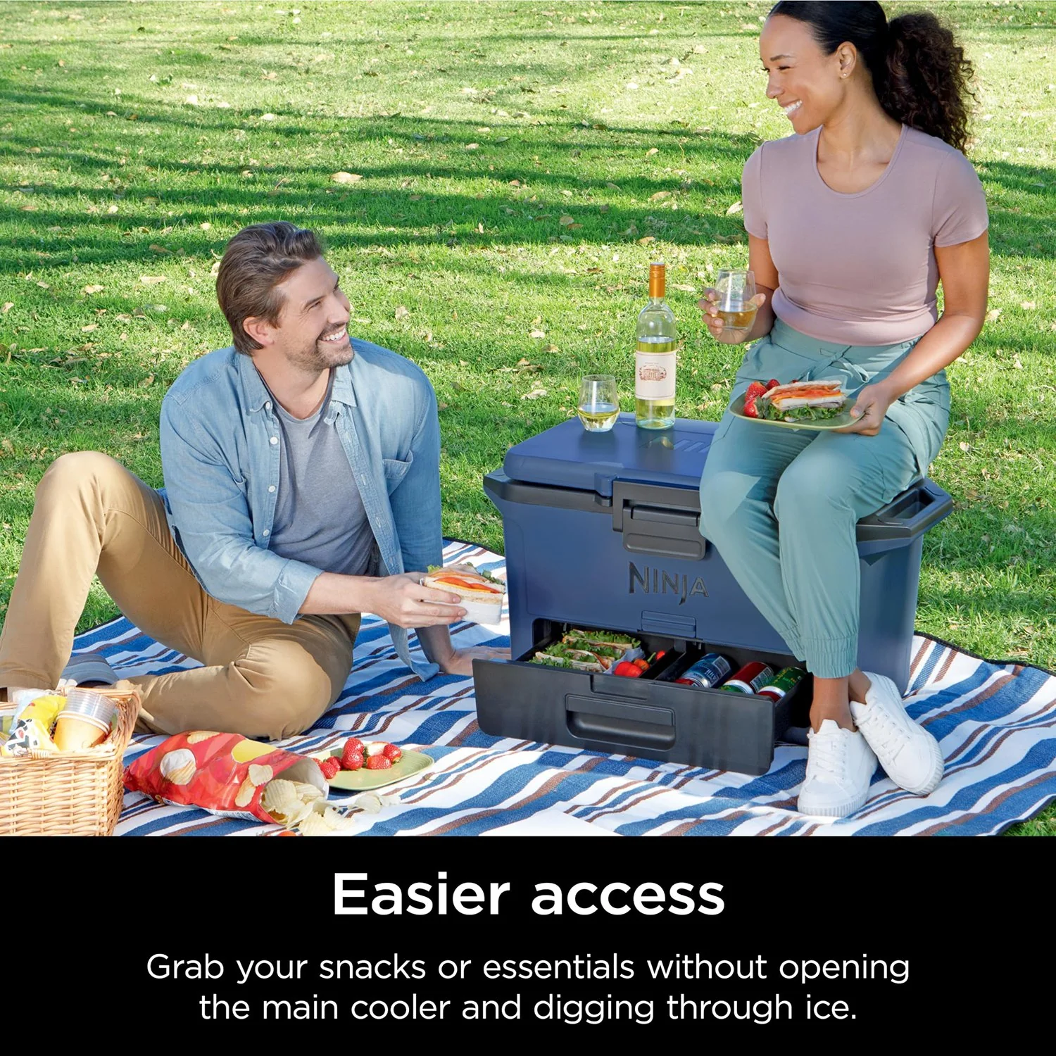 Ninja FB151BL FrostVault 50qt Hard Cooler with Dry Zone, Lakeshore Blue - Refurbished - Image 6