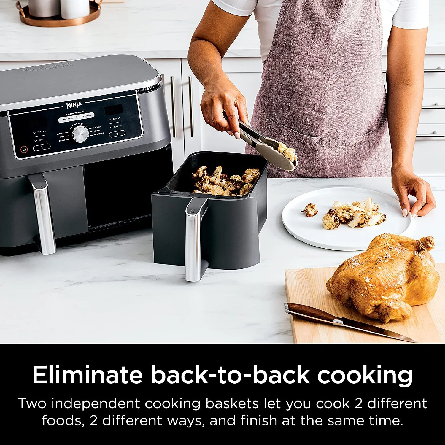 Ninja DZ401 Foodi 6-in-1 10-qt. XL 2-Basket Air Fryer - Refurbished - Image 5