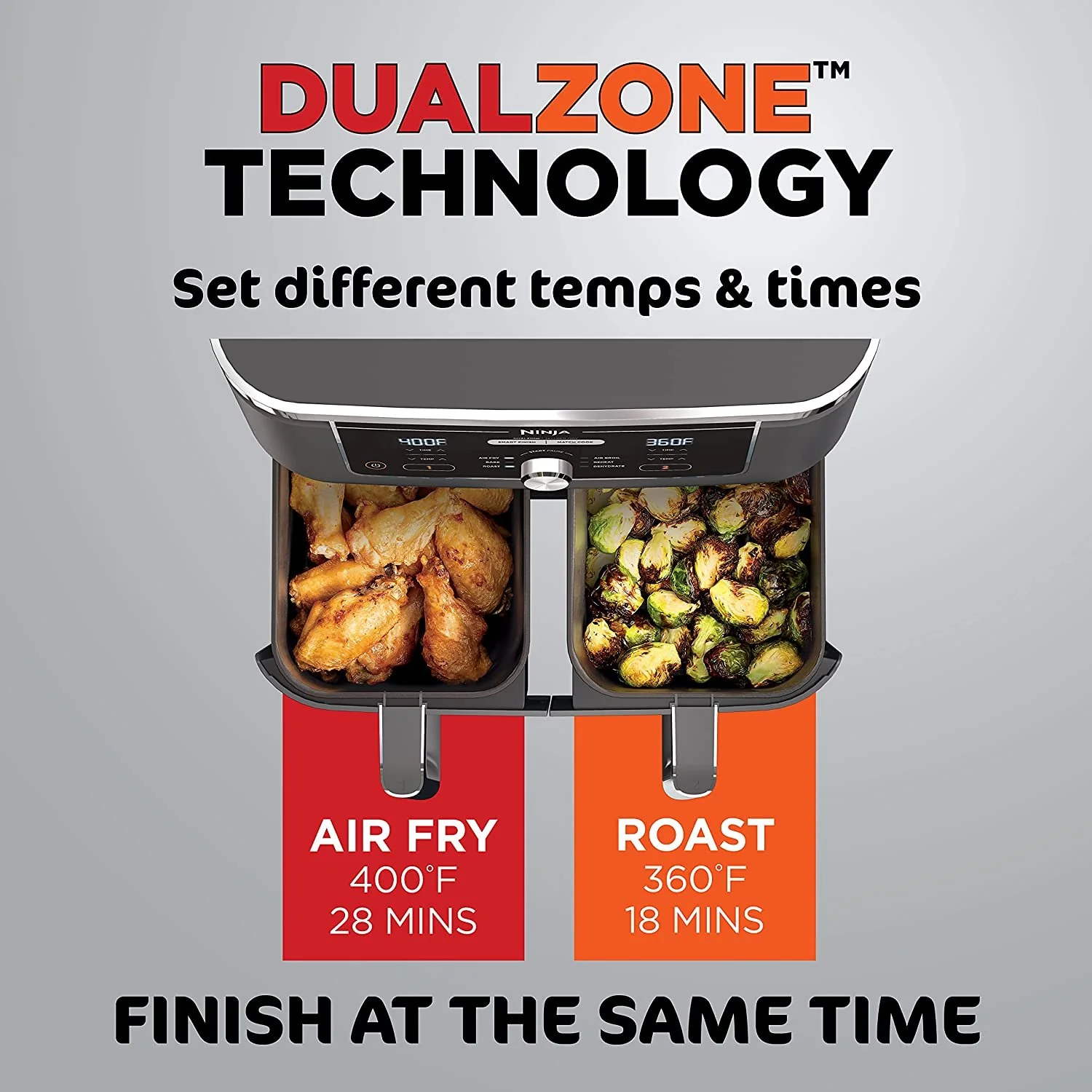 Ninja DZ401 Foodi 6-in-1 10-qt. XL 2-Basket Air Fryer - Refurbished - Image 7