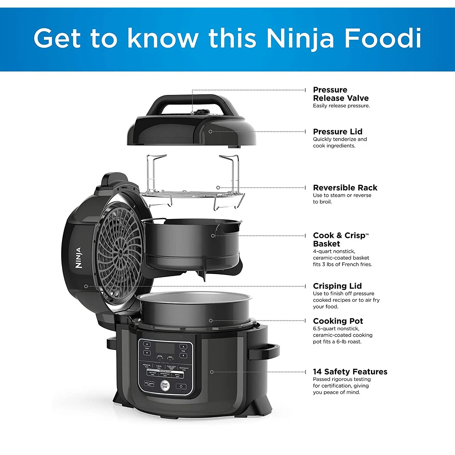 Ninja Foodi 9-in-1 Pressure Cooker Slow Cooker and Air Fryer OP300 Factory Refurbished - Image 10