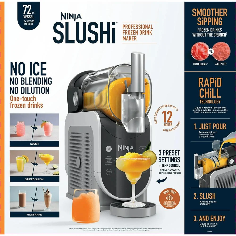 Ninja SLUSHi 72oz. Frozen Drink & Slushie Machine with 1 Year Warranty & Bottle - Image 9