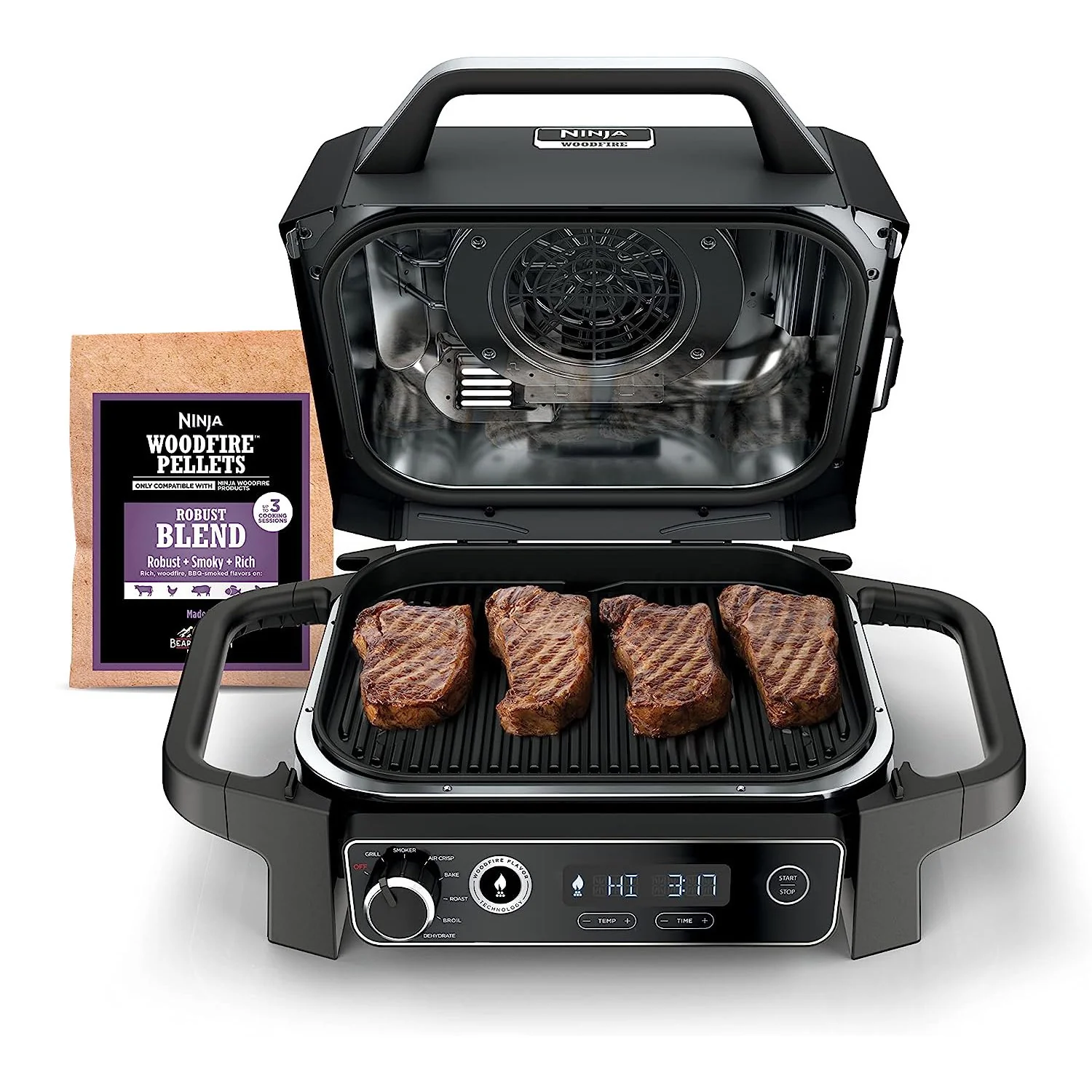 Ninja Woodfire Outdoor Grill and Smoker, Grey -  Factory Refurbished (OG701)