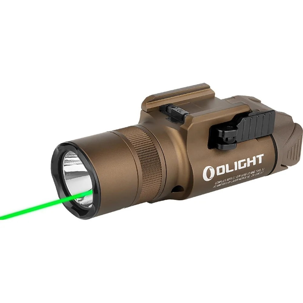 OLIGHT Baldr Pro R 1,350 Lumens Tactical Light with Green Laser, Desert Tan