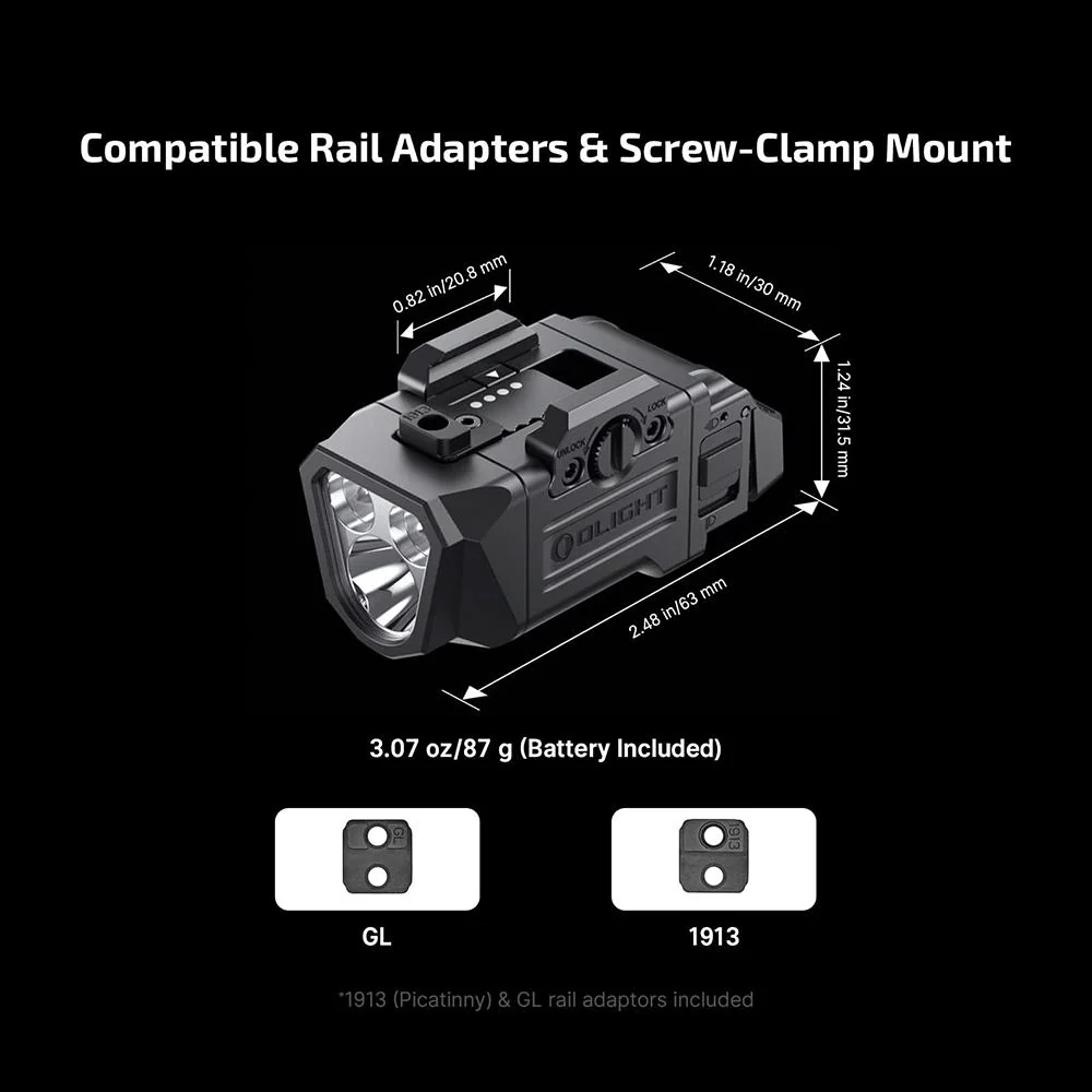 OLIGHT PL X Tactical Weapon Light with 1,200 Lumens, Dual Beams, USB-C - Image 8