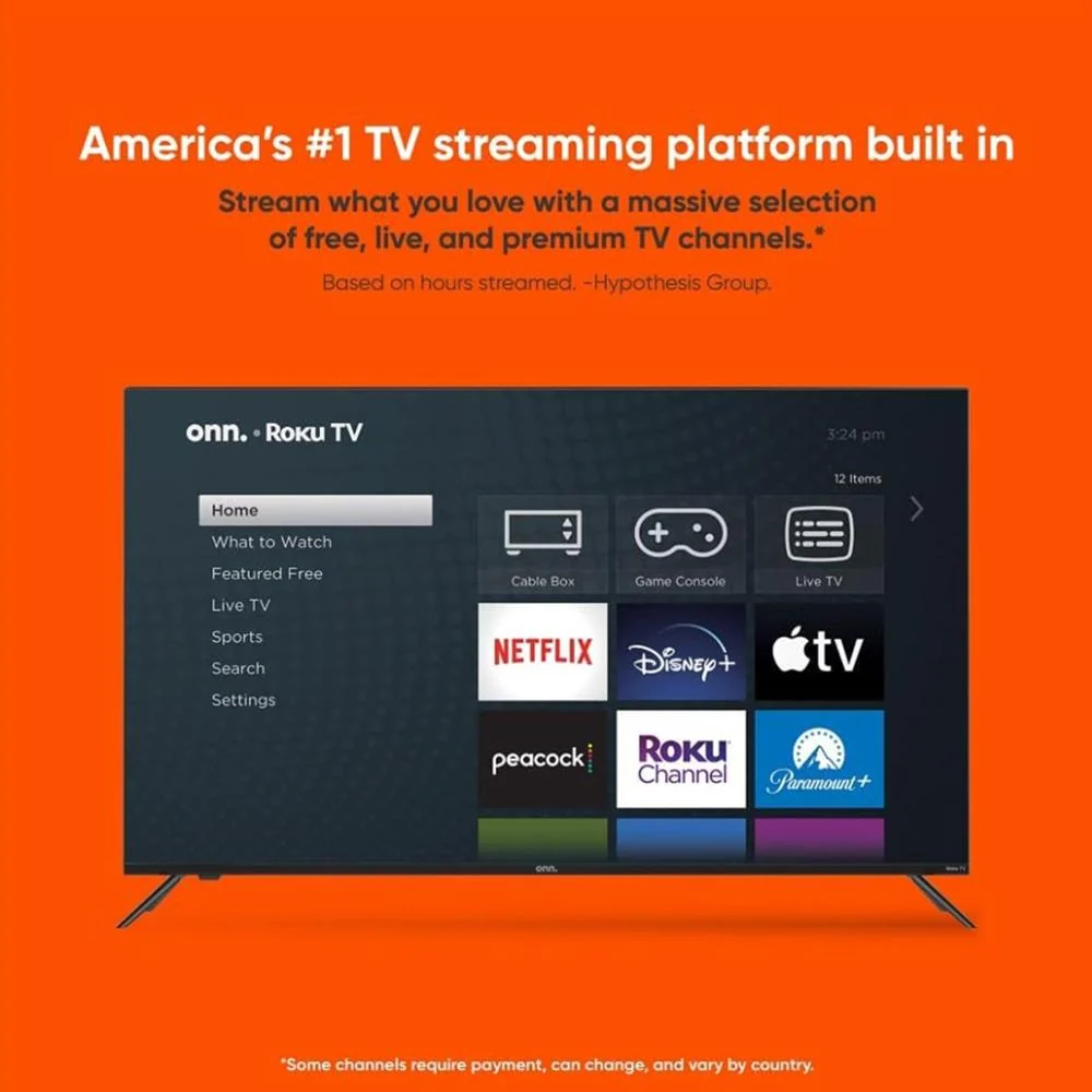 Onn 32" HD 720p 60Hz Smart LED Roku TV, Black (100012589) - Image 6